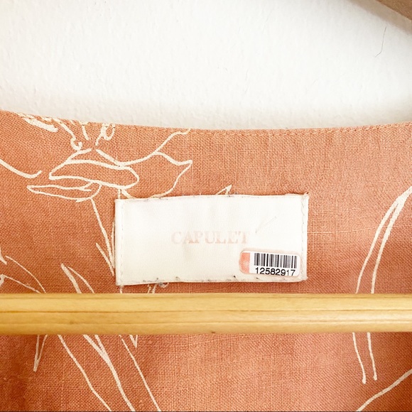 Capulet Isalina Oleander Floral Printed Linen Cropped Jumpsuit Coral S NWOT - Picture 7 of 16